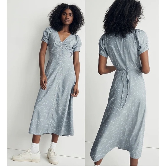 Madewell Leedra button front polkadot midi dress - Picture 1 of 11